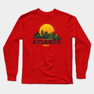 Retro Atlanta, Georgia Skyline Long Sleeve T-Shirt